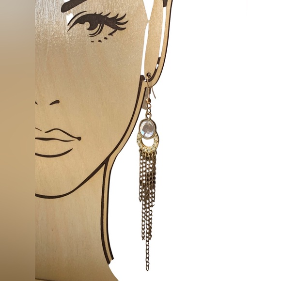 Vintage Art Deco Long Crystal Earrings Hollywood Style Woman’s Jewelry - Picture 3 of 7